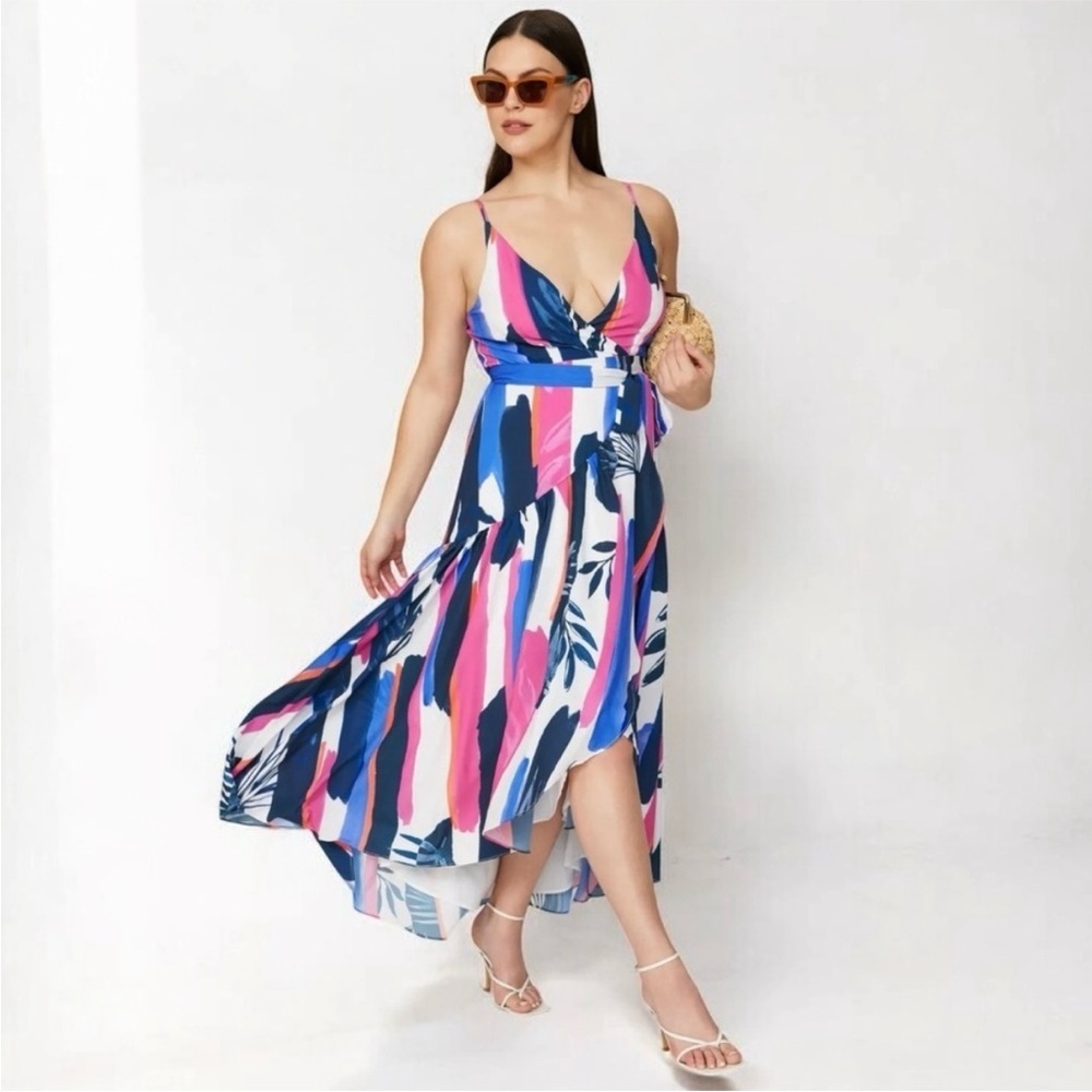 HEMMED Anthropologie Hutch Elma Colorful Wrap Dress Size 1X